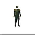 Green Military Uniform With Golden Buttons Jacket Pants Hat And Boots