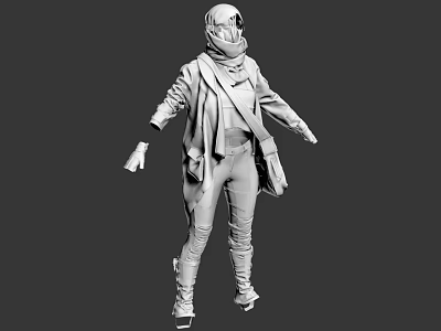 Practical Tactical Outfit With Helmet Face Mask Long Coat Utility Pants Gloves And Boots 3d model