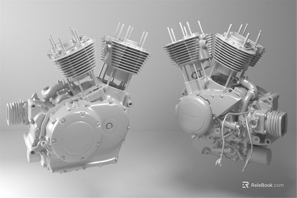Motorcycle Engine 3D Model with Metal Multi Cylinder and Different Angles 3d model 