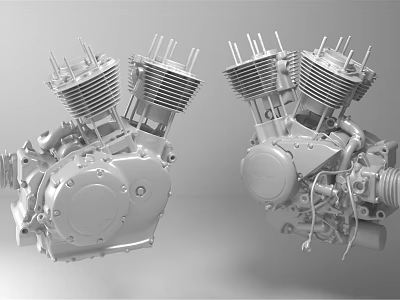 Motorcycle Engine 3D Model with Metal Multi Cylinder and Different Angles 3d model