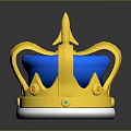 Ornate Gold And Blue Decorative Crown With Shiny Gems As Fashionable Headwear Accessory