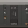 Modern Walk in Closet Design With Dark Cabinets Glass Doors Hanging Clothes and Open Shelves