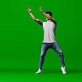 Dynamic Game Movie Character Male Showing Dynamic Dancing Pose on Green Screen Background