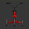 Vintage Red Children's Tricycle With Black Seat Handlebar And Wheels