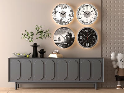 Minimalist luminous digital clock decoration cabinet 3d model