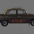 Vintage Black Car With Roof Rack And Red 572 Lettering