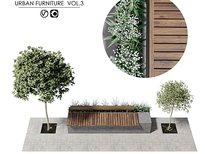 Modern gardening sketch urban environment backyard tree branches 3d model