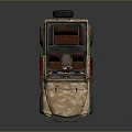 Camouflage Utility Vehicle With Open Top Roof Rack Brown Seats And Off Road Tires