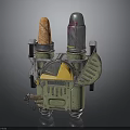 Mechanical Industrial Equipment With Orange Component Silver Metal Part Green Body And Yellow Sliced Section