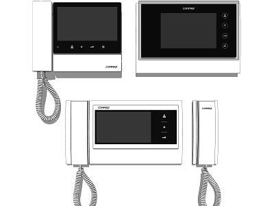 Video Doorbell Different Models With Screen Display And Handset For Home Security 3d model