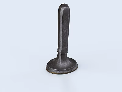 Dark Metal Tool Component With Long Handle Round Base And Sturdy Design 3d model
