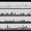 Modern City Skyline Silhouette Background Wall Art With Multiple Layer Design 3d model