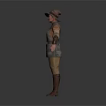Man In Historical Costume With Decorated Vest Hat Brown Pants And Leather Boots Arms Outstretched