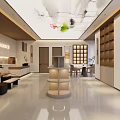 Elegant Modern Mall Counter Health Experience Hall Interior With Marble Reception Desk And Tea Area