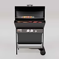 Portable Black Outdoor Grill With Wheels Grilling Burgers And Skewers