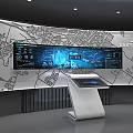 Public Facility Interactive Information Display With Large Screen City Map And Data Interface Touch Console 3d model