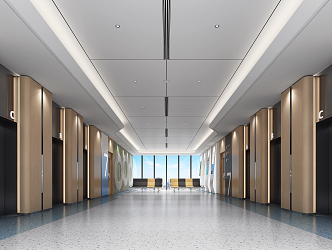 modern elevator hall hospital elevator hall 3d model