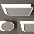 Modern Minimalist Ceiling Lights With Rectangular Circular Square Shapes And Soft LED Glow 3d model