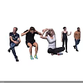 Group of People Stretching in Various Poses Against White Background