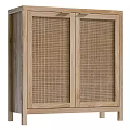 Wooden Entryway Console Cabinet With Mesh Doors And Storage Space
