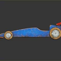 Handmade Blue Toy Car With Red Spoiler Decorative Logo And Wheels