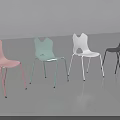 Pink Teal White Black Leisure Chairs With Unique Backrest And Metal Legs Design