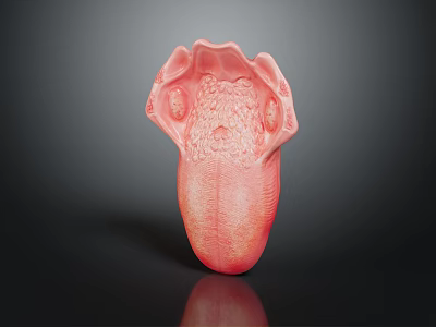 Abstract Pink Organ Shaped Artwork With Hair Textured Surface And Curved Design 3d model