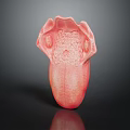 Abstract Pink Organ Shaped Artwork With Hair Textured Surface And Curved Design