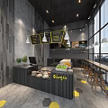 Modern Milk Tea Shop Interior With Bar Counter Fresh Fruits And Menu Boards