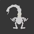 Game Movie Mechanical Character with Multiple Arms and Glowing Orange Eyes Metallic Structure