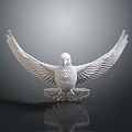 Artistic White Bird Carving With Spreading Wings And Intricate Feather Details