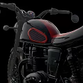 Black Classic Motorcycle With Red Seat Number 87 And Stylish Body Design