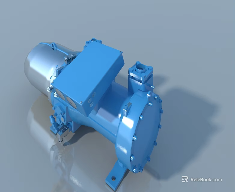 Swing Door Mechanical Drive Motor In Blue With Silver Components And Bolts 3d model 