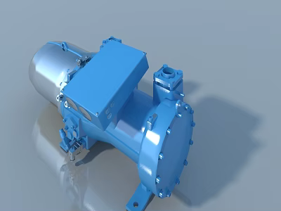 Swing Door Mechanical Drive Motor In Blue With Silver Components And Bolts 3d model
