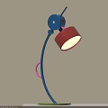 Modern Table Lamp With Blue Arm Red Lampshade And Pink Accent Design