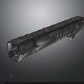 Futuristic Metallic Structural Component With Elongated Shape Red Accents And Sleek Design