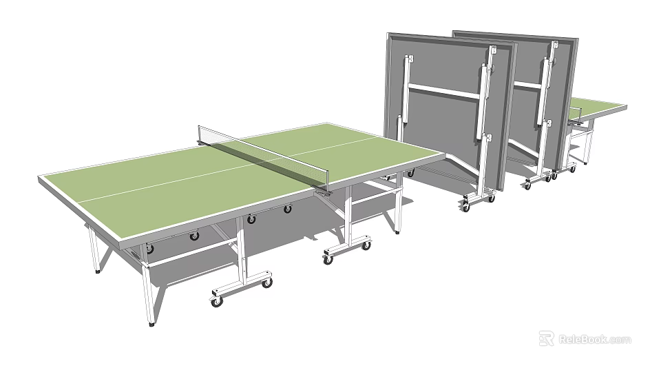 Sports Equipment Portable Ping Pong Table With Green Tabletop And Movable Wheels 3d model 