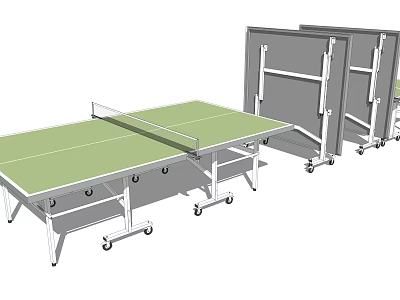 Sports Equipment Portable Ping Pong Table With Green Tabletop And Movable Wheels 3d model