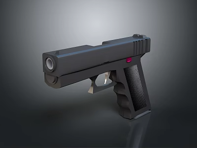 Sleek Modern Black Pistol With Textured Grip Red Accent And Tactical Design 3d model