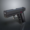 Sleek Modern Black Pistol With Textured Grip Red Accent And Tactical Design