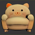 Cute Orange Cat Shaped Single Sofa With Ears And Whisker Details For Kids Room Decor