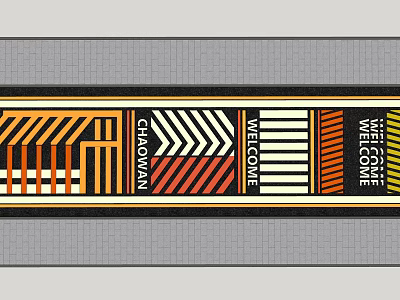 ChaoYang Road Infrastructure With Colorful Stripes Directional Arrows And Welcome Signs 3d model