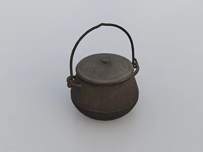 Vintage Cast Iron Pot with Lid and Handle Classic Kitchen Cookware for Home Cooking 3d model