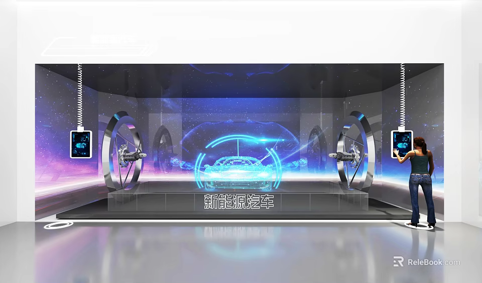 Smart Experience Hall With Holographic Projection Interactive Rings And Tablet Interaction 3d model
