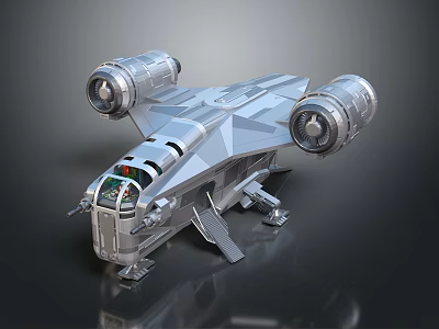 Detailed Futuristic Metallic Spaceship With Twin Engines Streamlined Design And Cockpit 3d model
