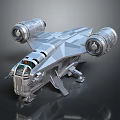 Detailed Futuristic Metallic Spaceship With Twin Engines Streamlined Design And Cockpit