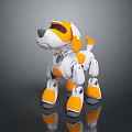 Smart Robot Dog with Orange and White Modern Design Interactive Robotic Pet Features 3d model