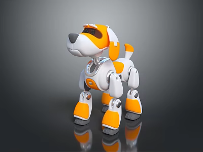 Smart Robot Dog with Orange and White Modern Design Interactive Robotic Pet Features 3d model