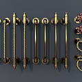 Various Brass Door Handles With Twisted Long Bar And Decorative Rope Knot Designs