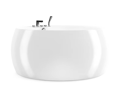 Modern Bathroom Set With White Round Bathtub And Chrome Faucet 3d model
